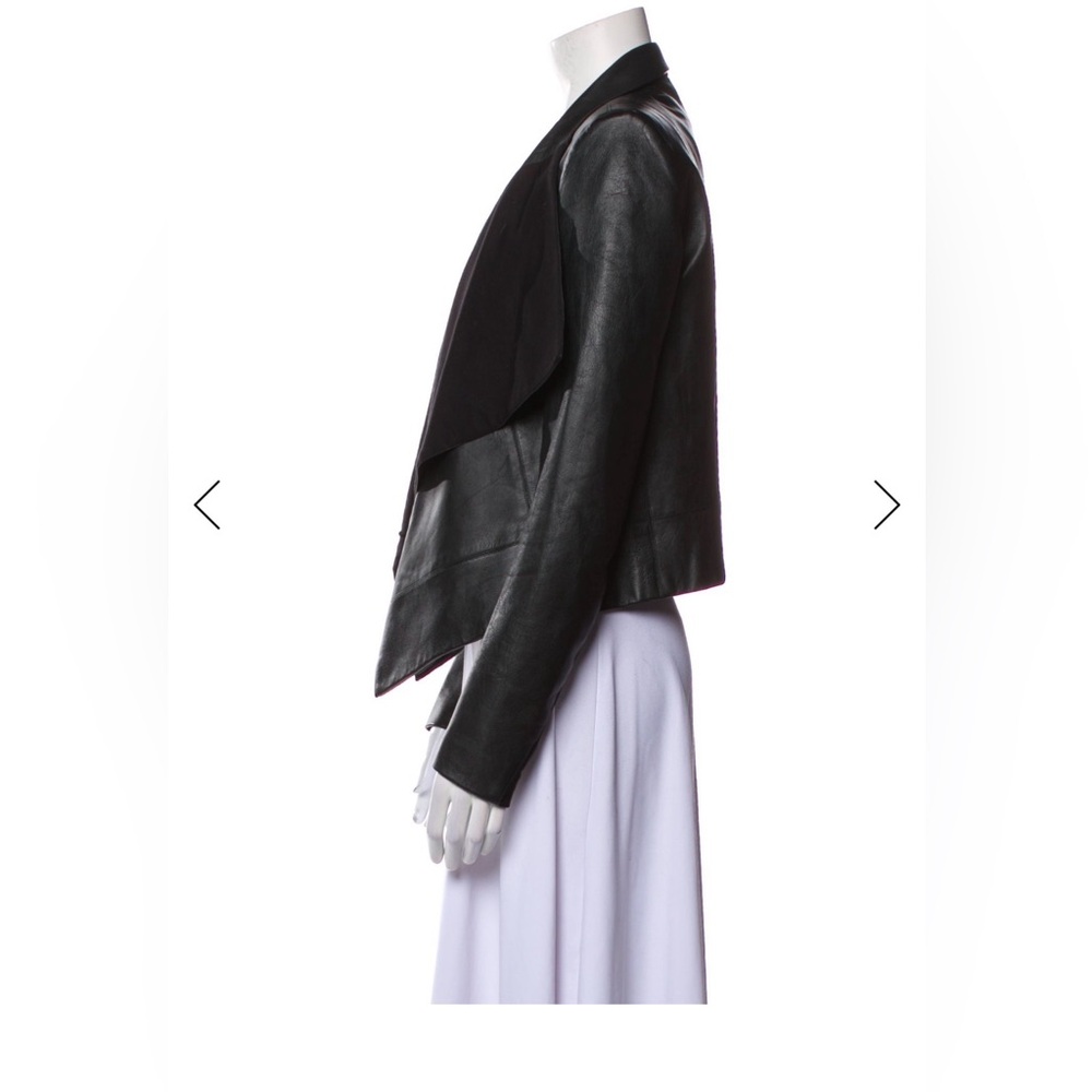 Sachin + Babi Black Lamb Leather Shawl Collar Jacket Size 6 M - Picture 3 of 6